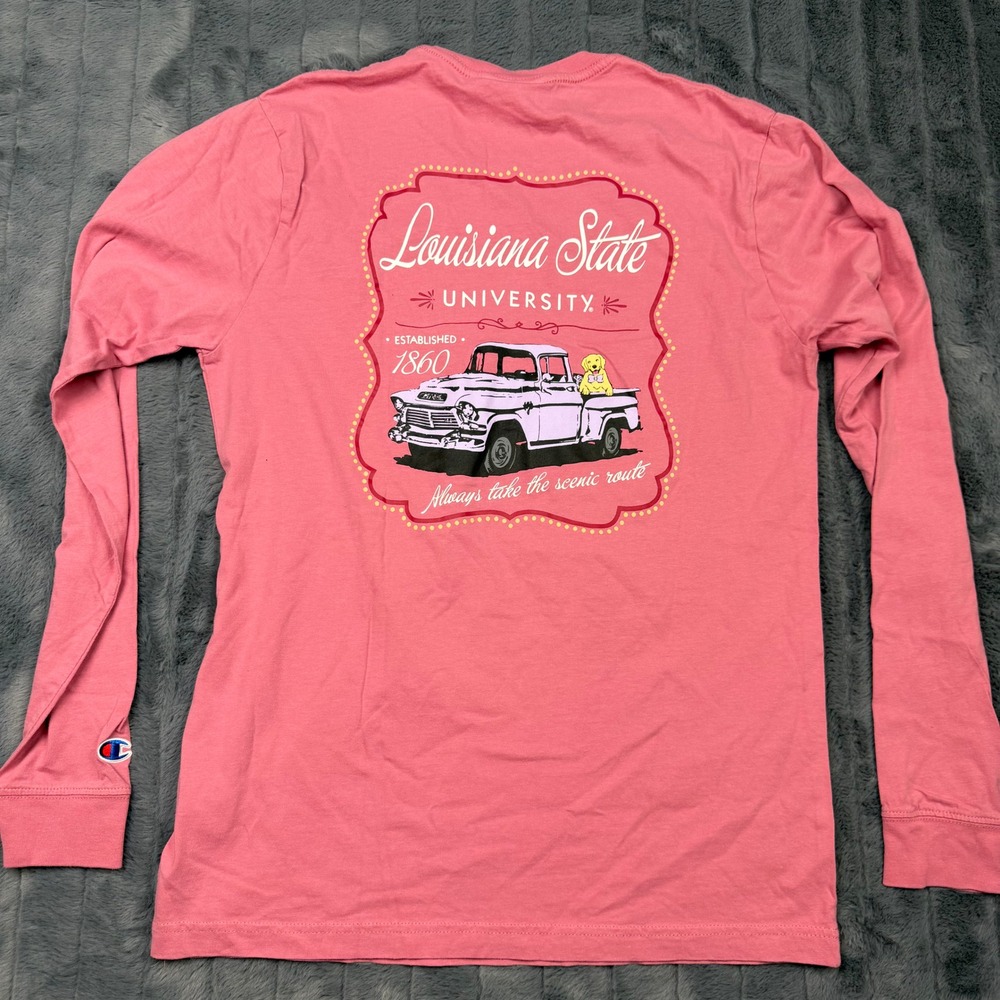 Champion LSU Tigers Louisiana State University Pink Pocket Long Sleeve Shirt M